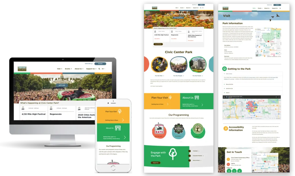 Civic Center Conservancy website redesign mockup on desktop and mobile
