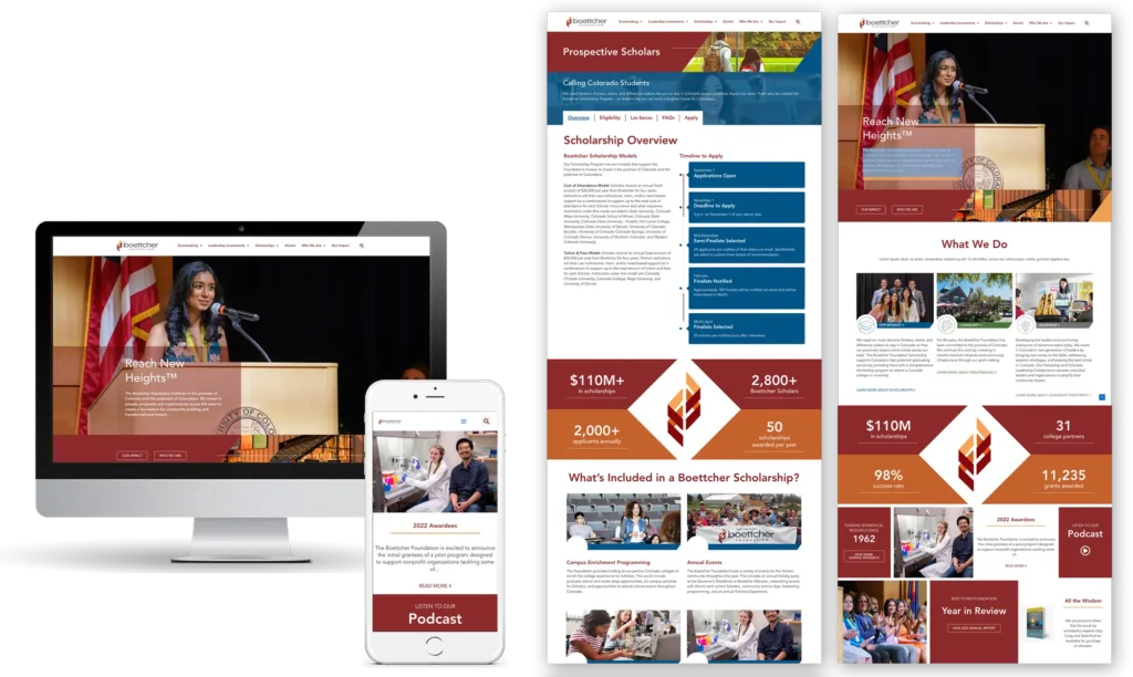 Boettcher Foundation Redesign on desktop and mobile