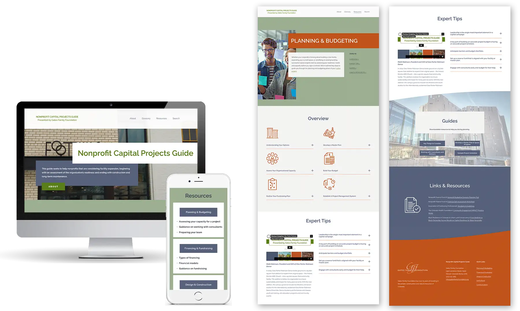 A desktop and mobile layout of the Nonprofit Capital Projects Guide website