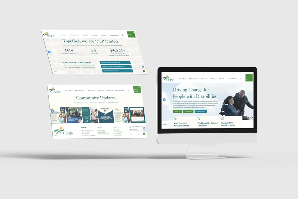 Screenshots of the finished UCP website