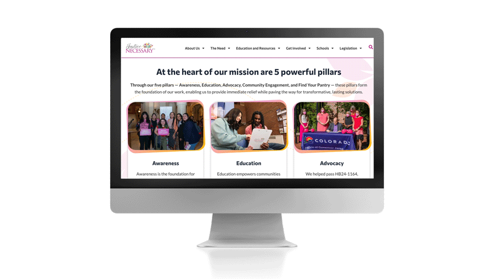 Screenshot of the Justice Necessary website