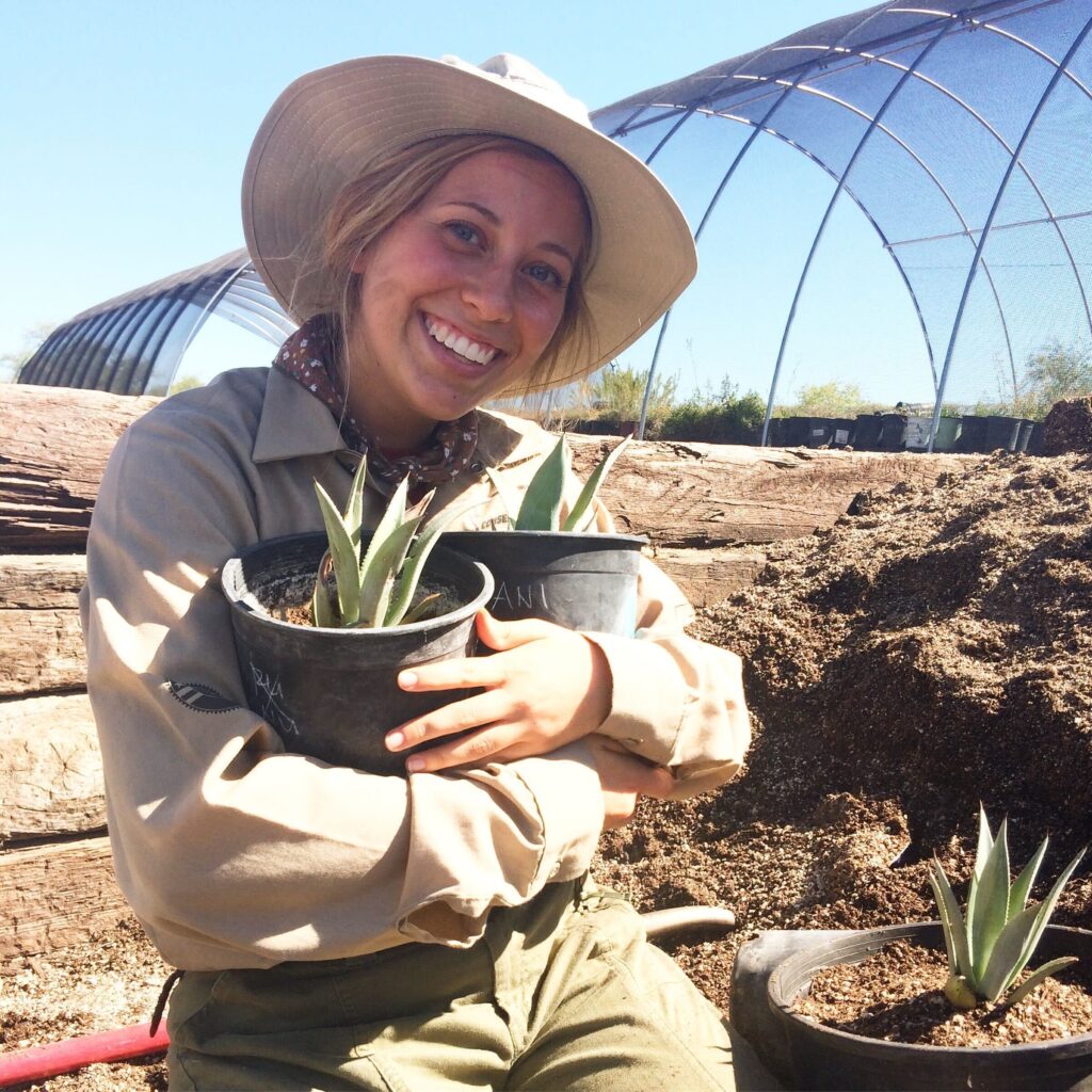 Julia outside planting succulents