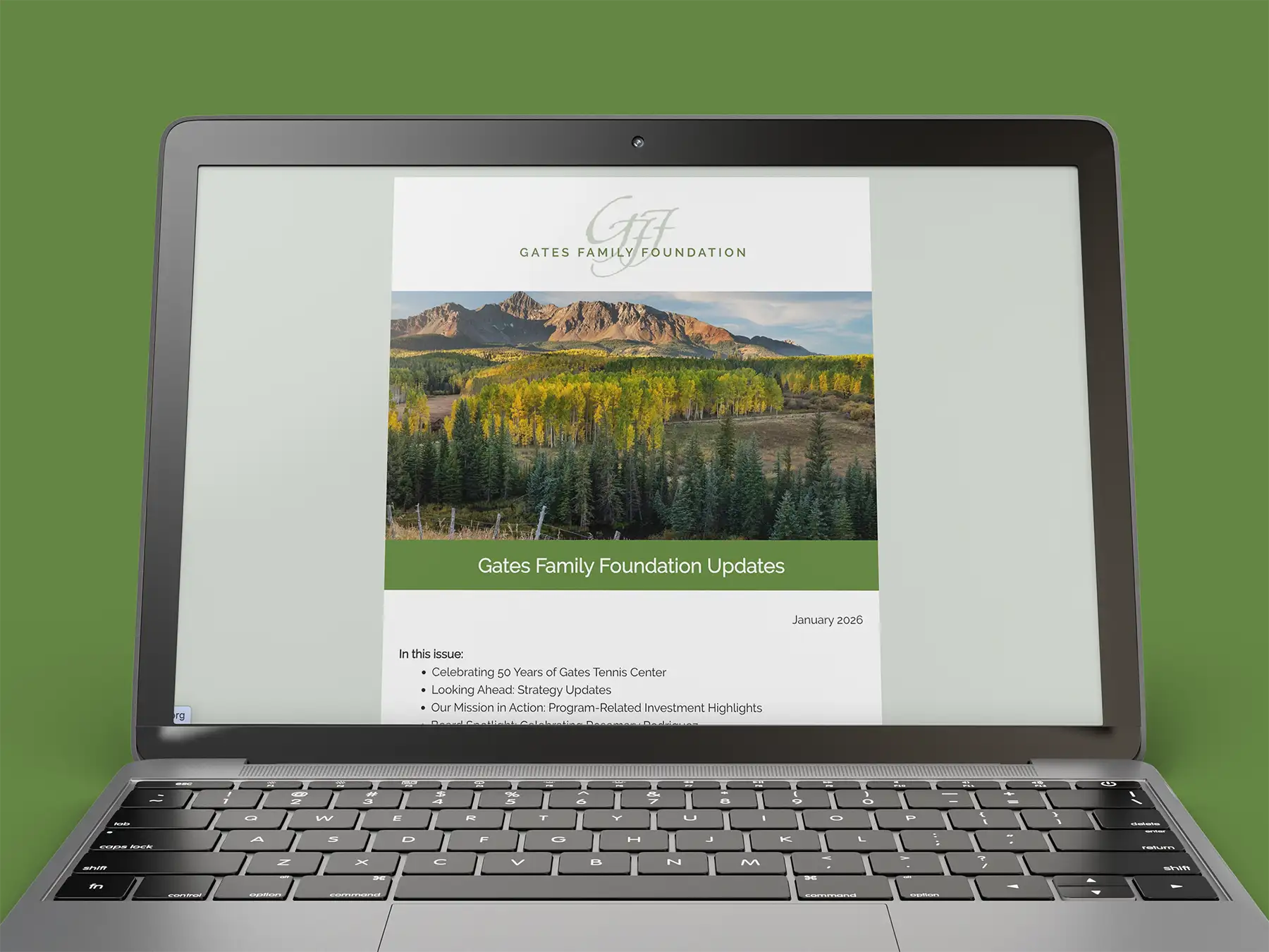 The January E-newsletter from Gates Family Foundation