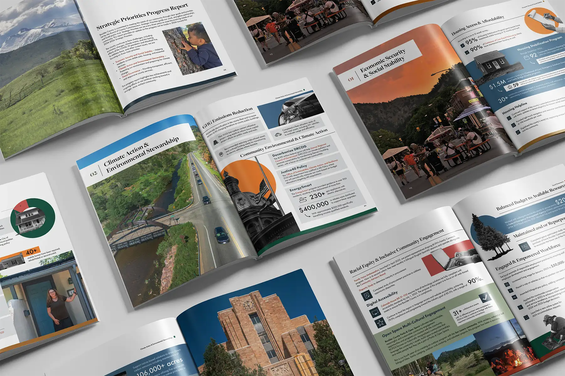 Inner spreads of the Boulder County 2024 Progress Report.