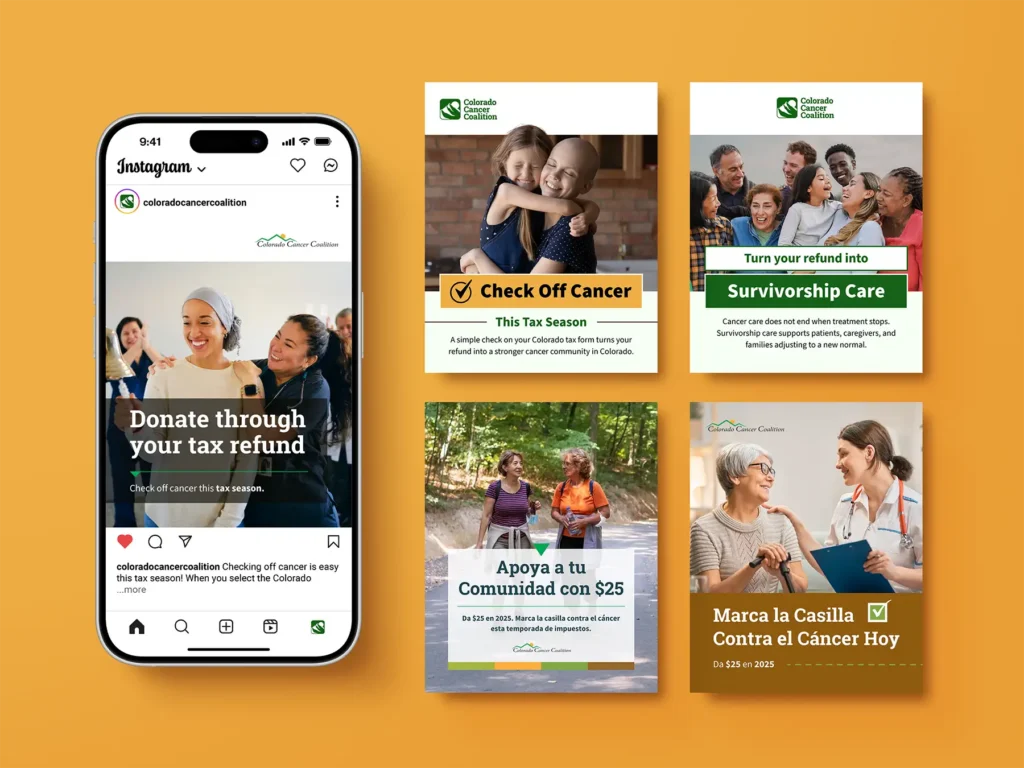 A mockup of social graphics for the Colorado Cancer Coalition