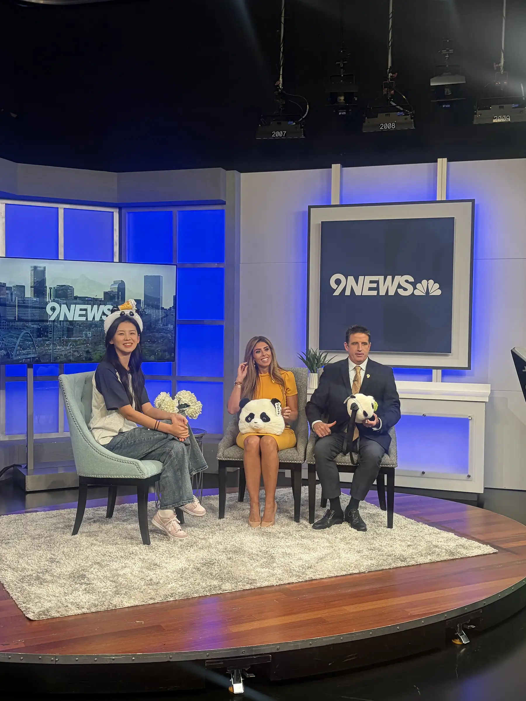 A woman from Panda Fest being interviewed on 9News
